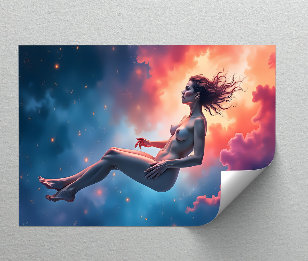 Floating Nude in Cosmos – Erotic Canvas Wall Art | Canvas Wall Decor