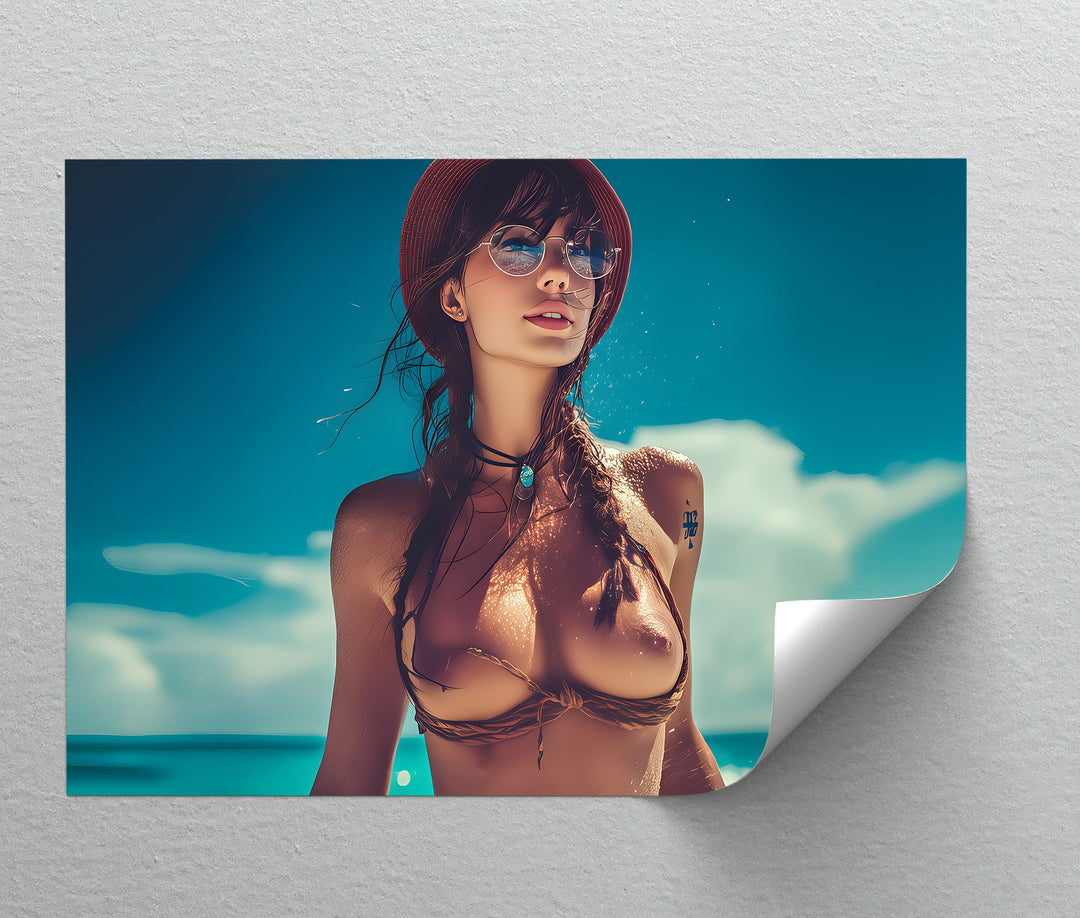 Ocean Desire – Sensual Beach Girl Erotic Canvas Wall Art | Bedroom Wall Art