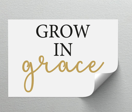 Showing the realistic detail of the “Grow in Grace” typography canvas artwork, this print features crisp text and a peeled corner effect, adding depth to the inspirational canvas artwork.
