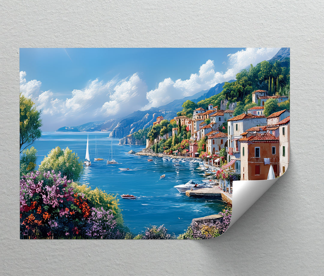 Harbor Serenity – Mediterranean Seaside Village Canvas Print