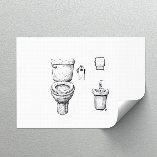 Linework Loo – Minimal Toilet Sketch Canvas Print - MyPhotoStation
