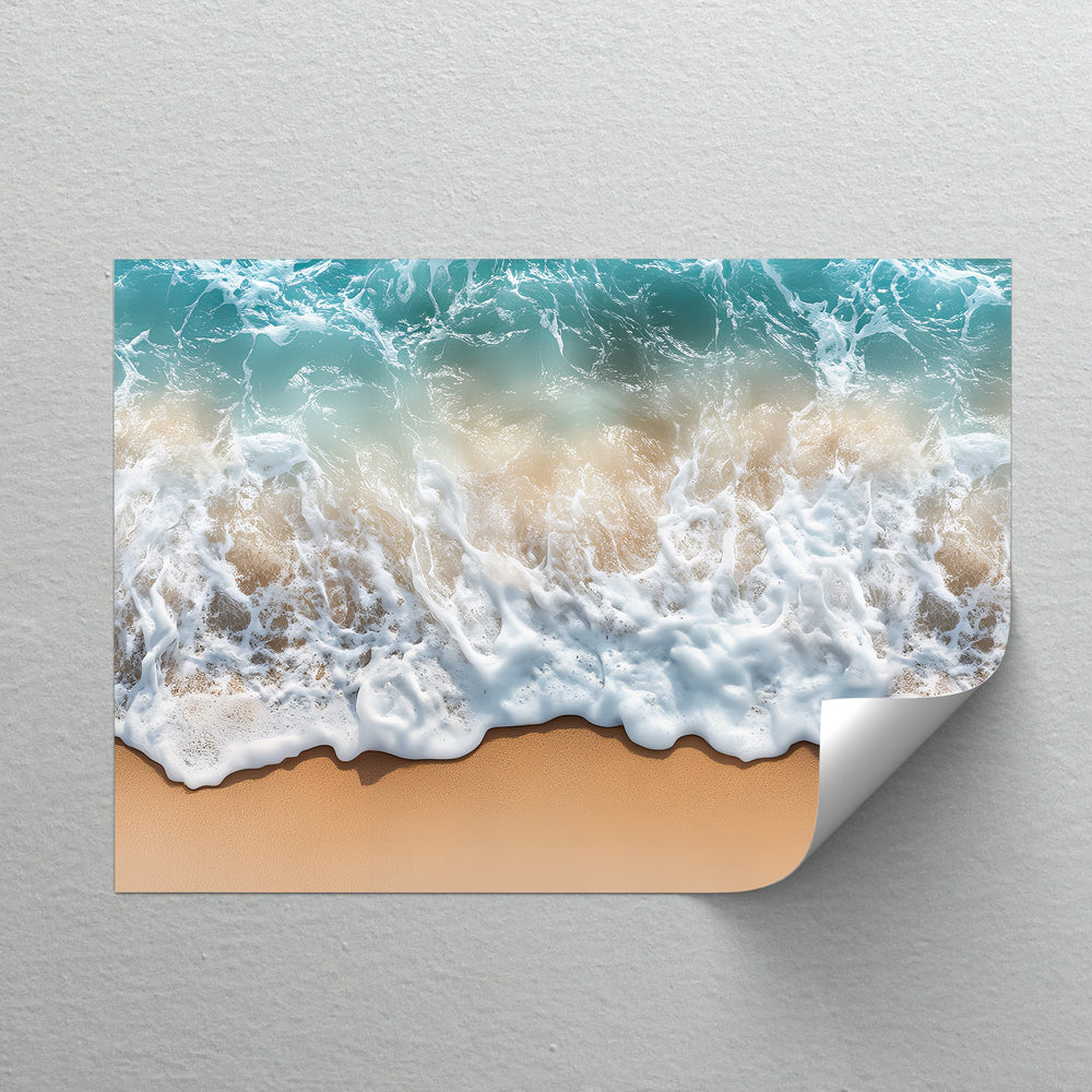 This aerial shoreline canvas captures the beauty of the beach from above—foamy waves and soft sand come together in this high-quality coastal wall art.

