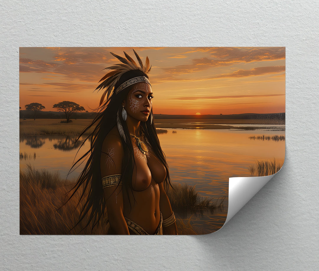 Savannah Muse – Tribal Sunset Erotic Canvas Wall Art | Nude Art