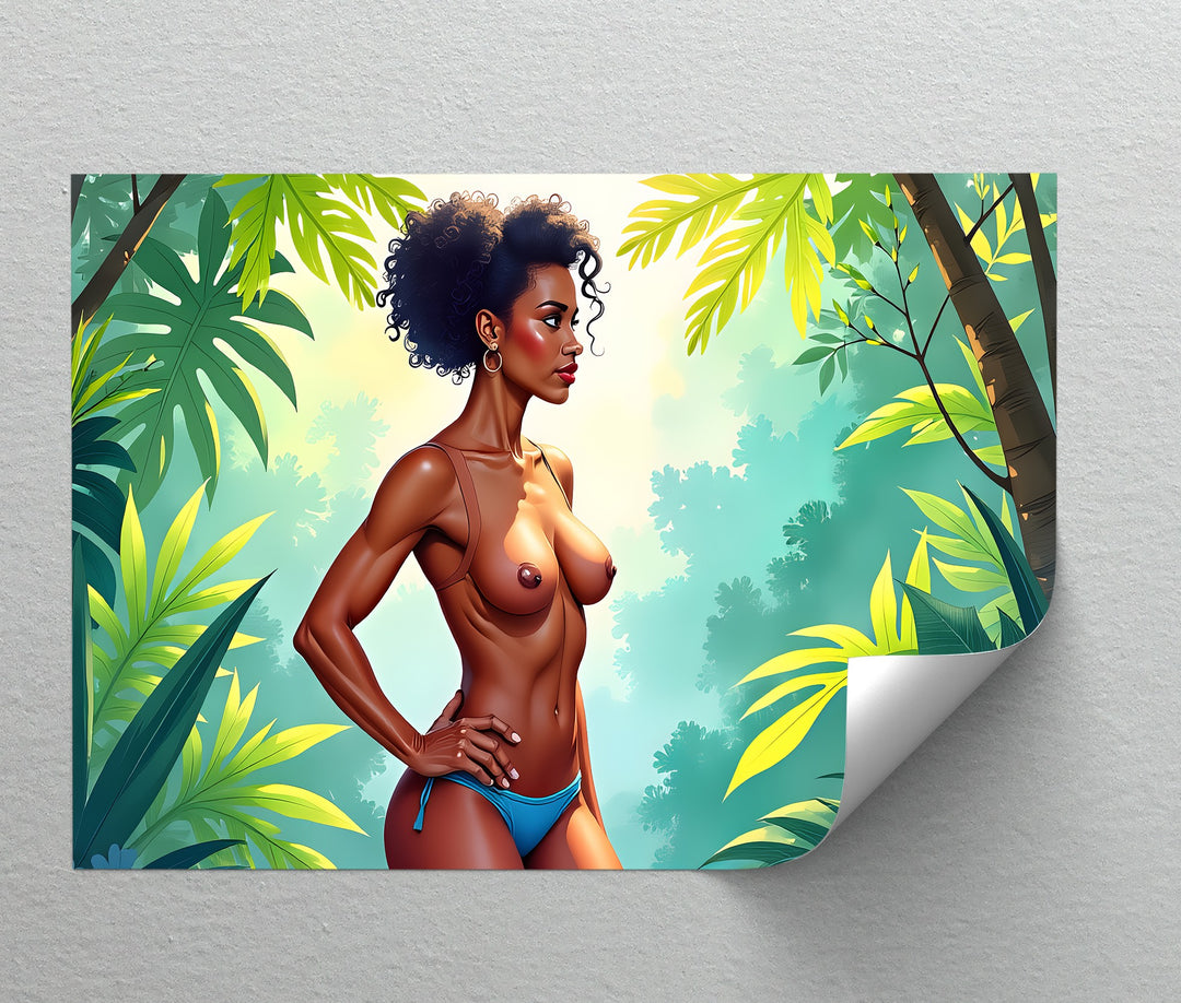 Confident Jungle Woman – Erotic Canvas Wall Art | Oversized Wall Art