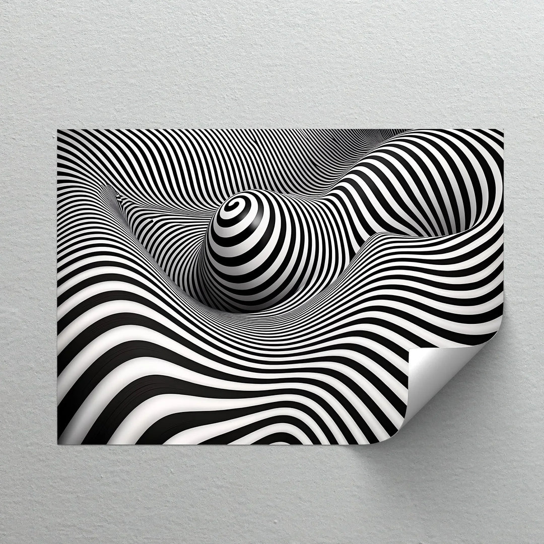 Hypnotic Spiral Wave Illusion – Black & White Canvas Print - MyPhotoStation