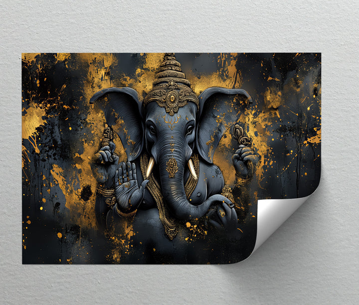 Sacred Guardian – Lord Ganesha with Four Arms Canvas Print