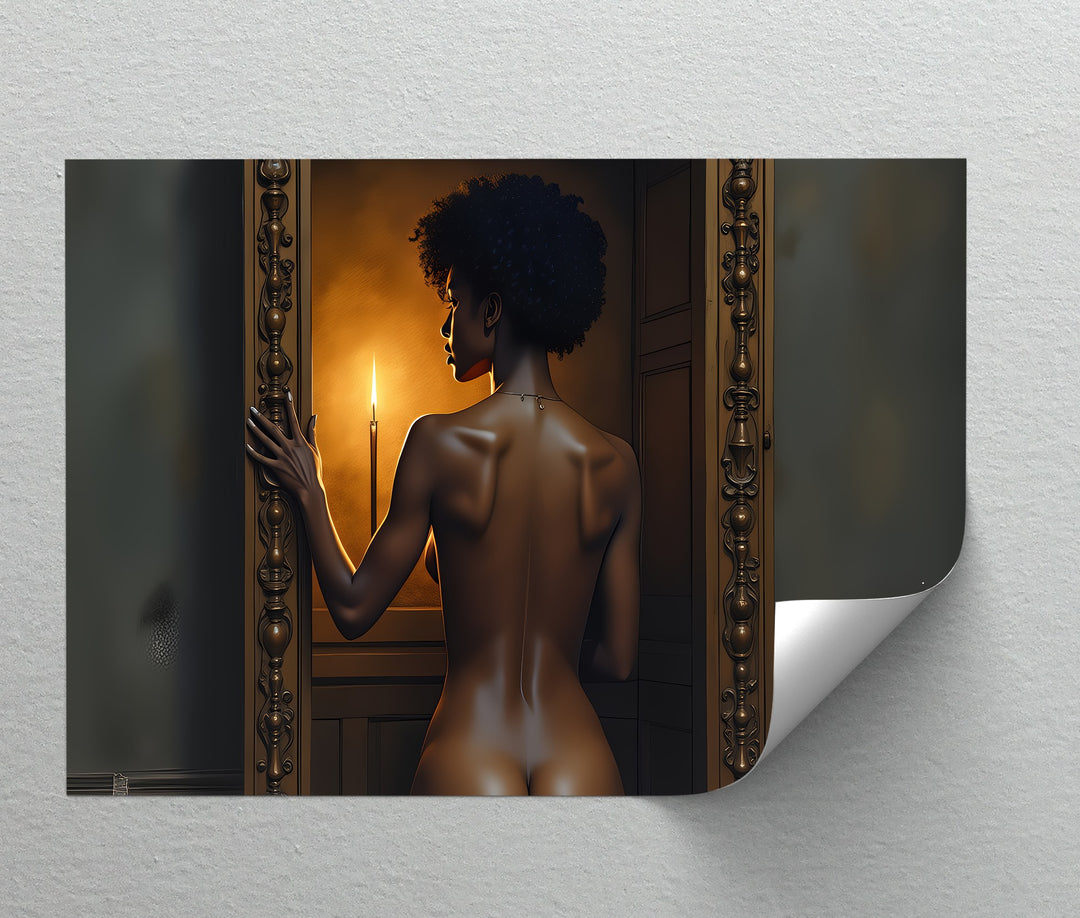 Golden Silence – Nude Woman in Candlelight Canvas Print | Bedroom Wall Art