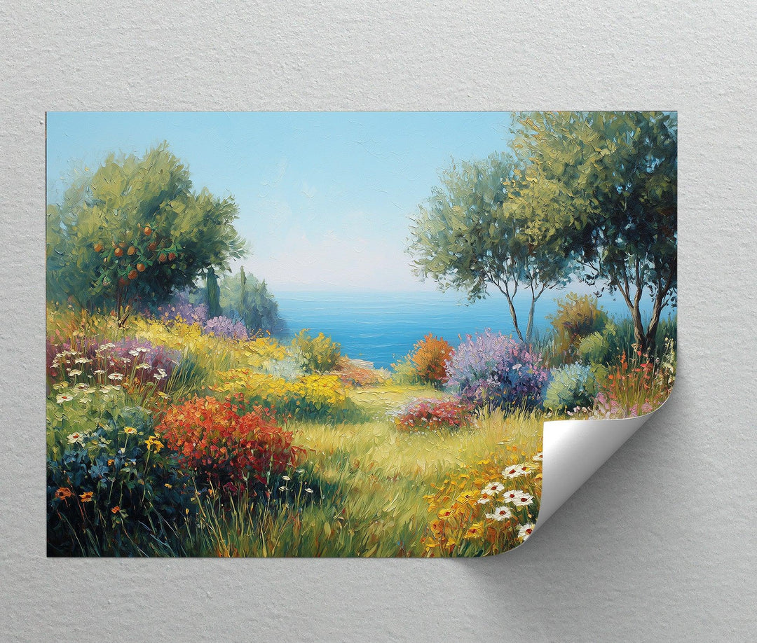 Mediterranean Bloom – Vibrant Floral Seascape Canvas Print - MyPhotoStation