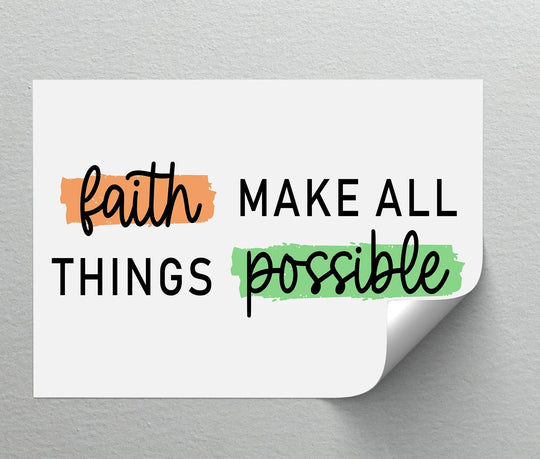 Soft brushstrokes create an inviting backdrop for the inspirational quote on this faith-themed canvas art prints, adding a touch of gentle encouragement.