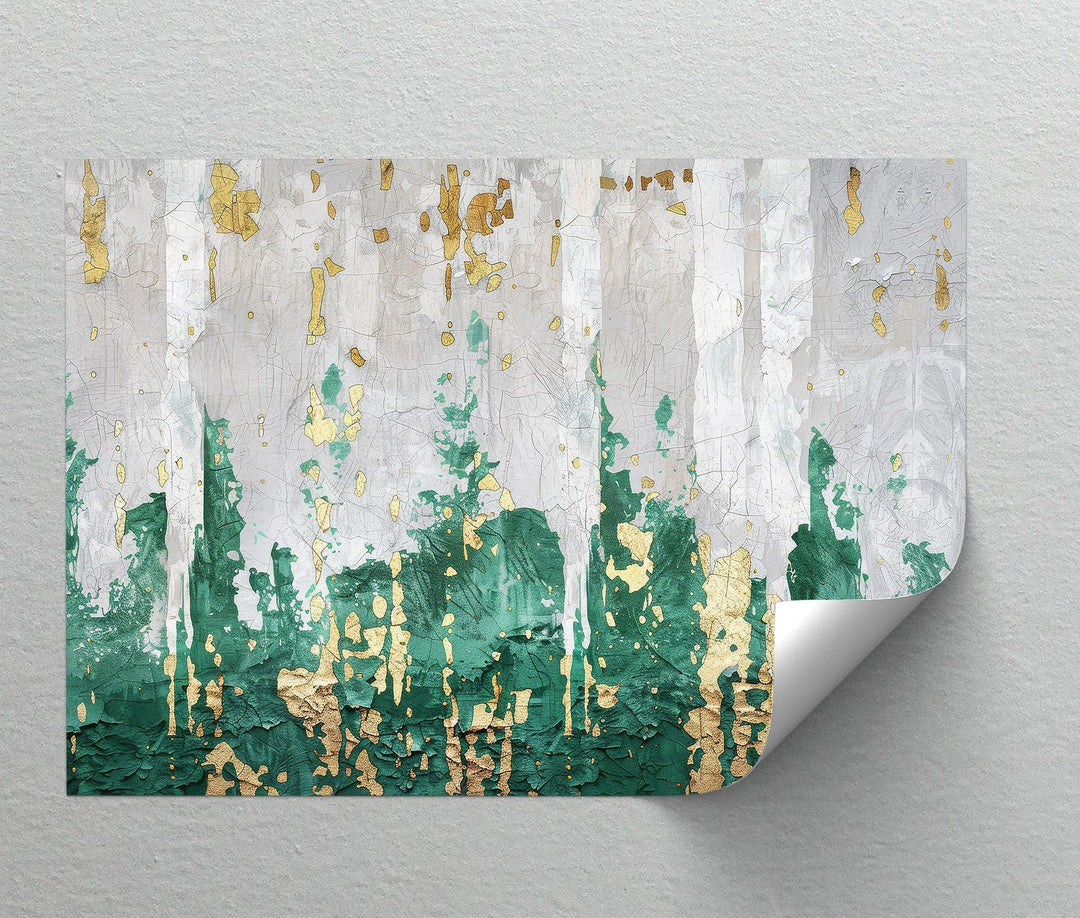 Emerald Fragmentation – Abstract Green and Gold Canvas Print - MyPhotoStation