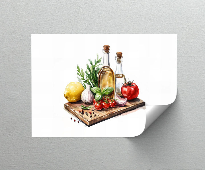 Fresh Mediterranean Ingredients – Rustic Kitchen Canvas Print - MyPhotoStation
