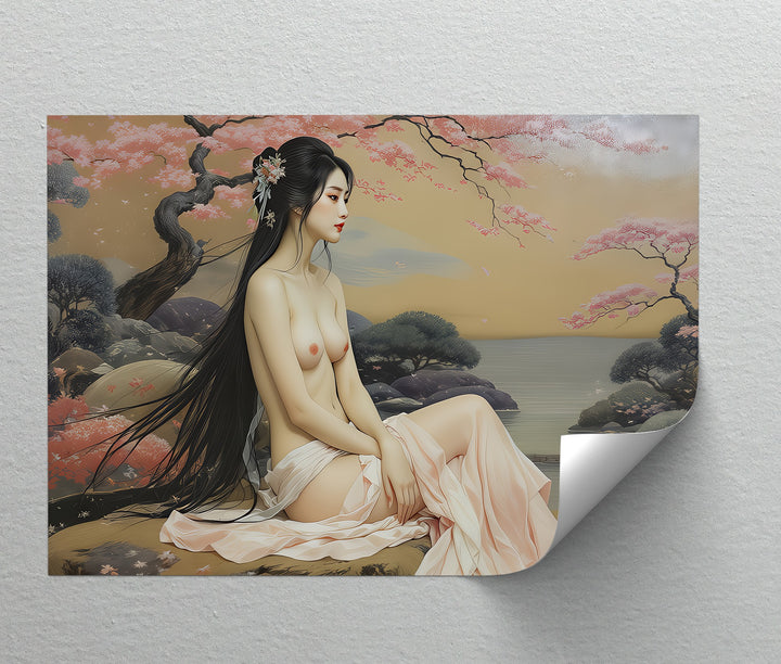 Cherry Blossom Reverie – Erotic Asian Canvas Wall Art | Sexy Wall Art