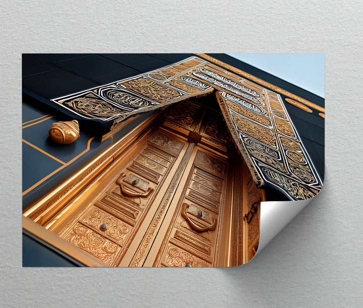Golden Kaaba Door – Sacred Islamic Architecture Canvas Print