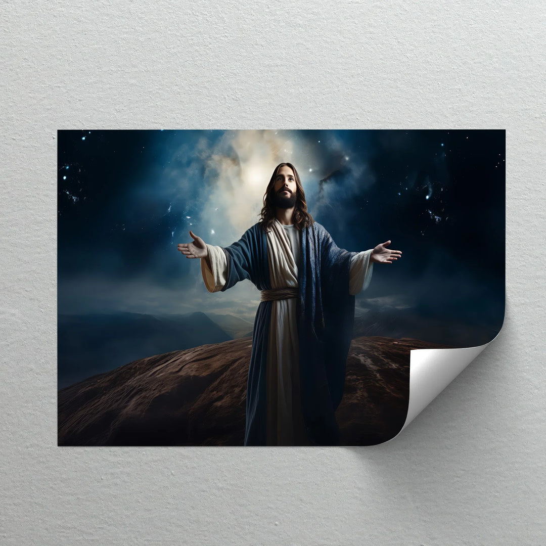 Jesus reaching to heaven – spiritual canvas art for home.

