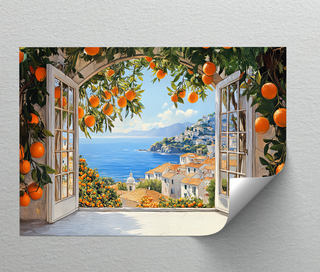 Amalfi Citrus Escape – Mediterranean Orange Grove Canvas Print