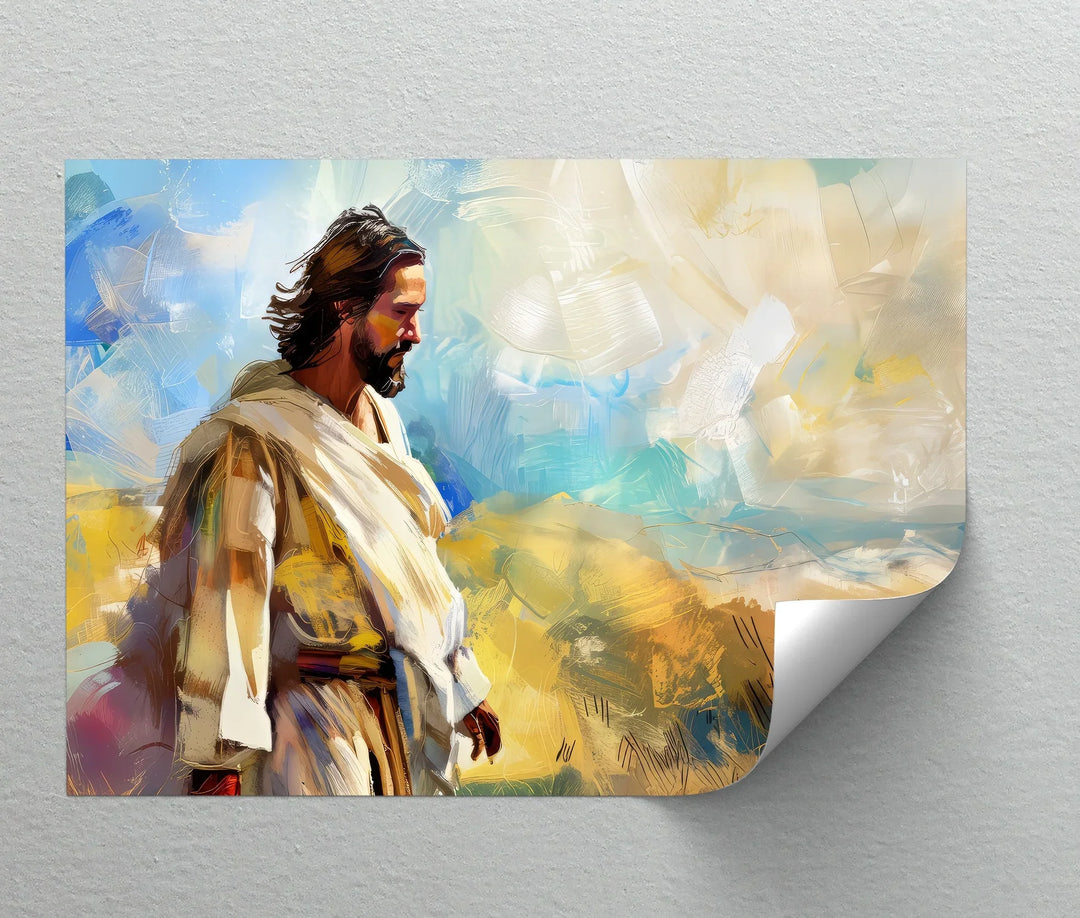Solitude in Spirit – Abstract Jesus in the Wilderness Canvas Print