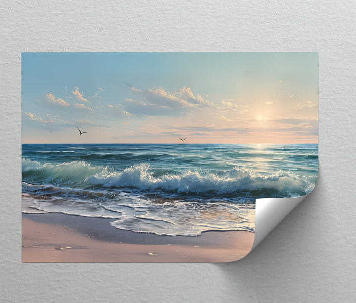 Tranquil Horizon – Ocean Sunset Waves Canvas Print