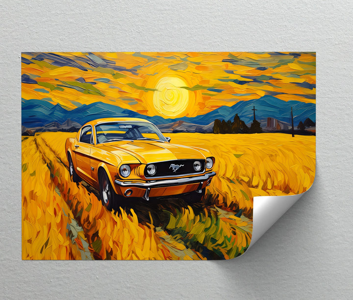 Golden Mustang Drive – Car Canvas Print