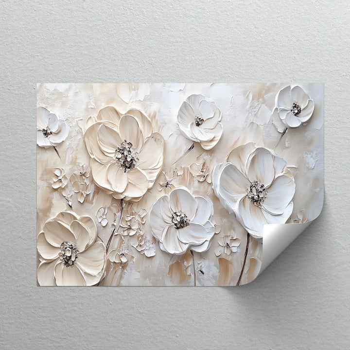Ivory Elegance – Textured White Flower Canvas Wall Art - MyPhotoStation