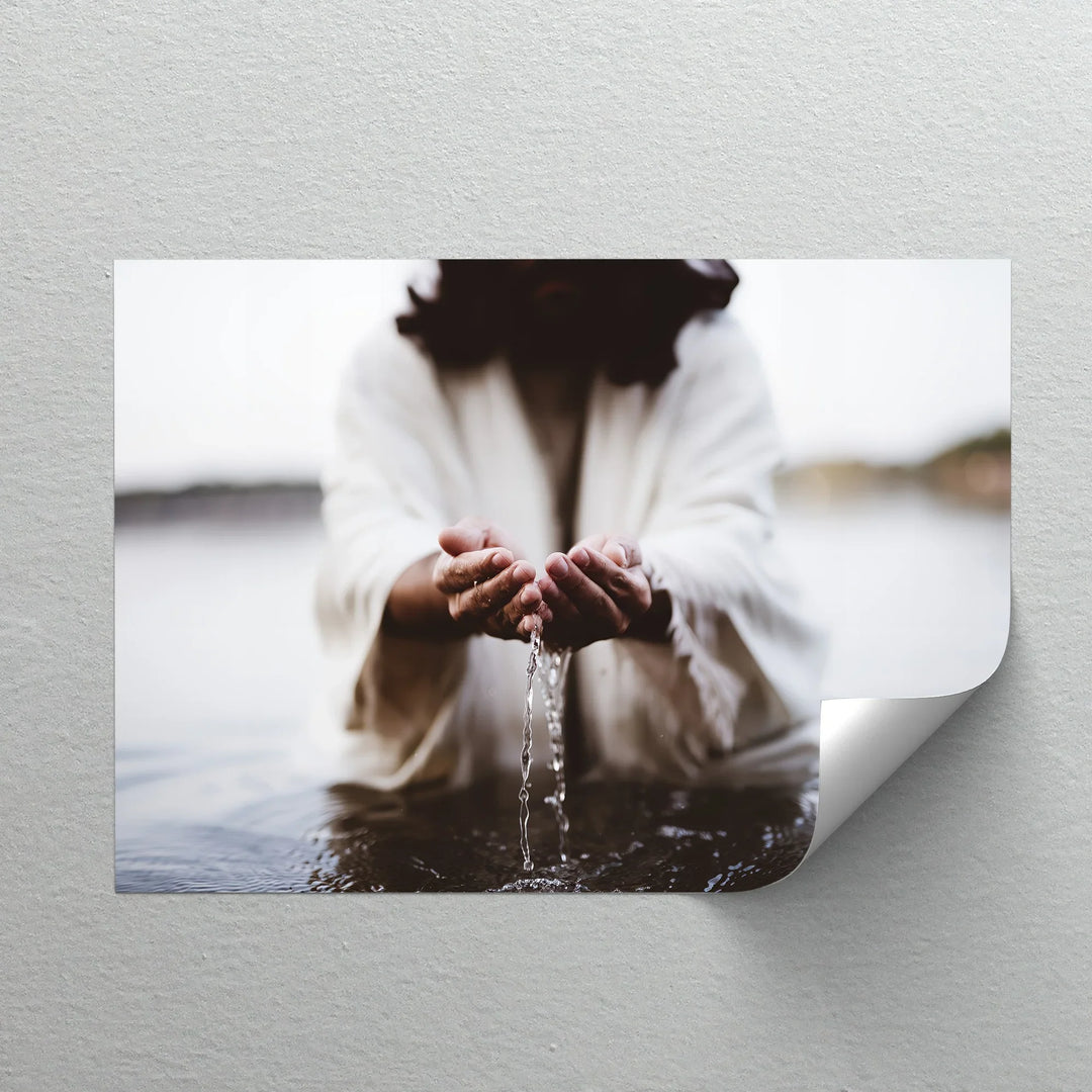 Water of life – spiritual wall art with holy hands.

