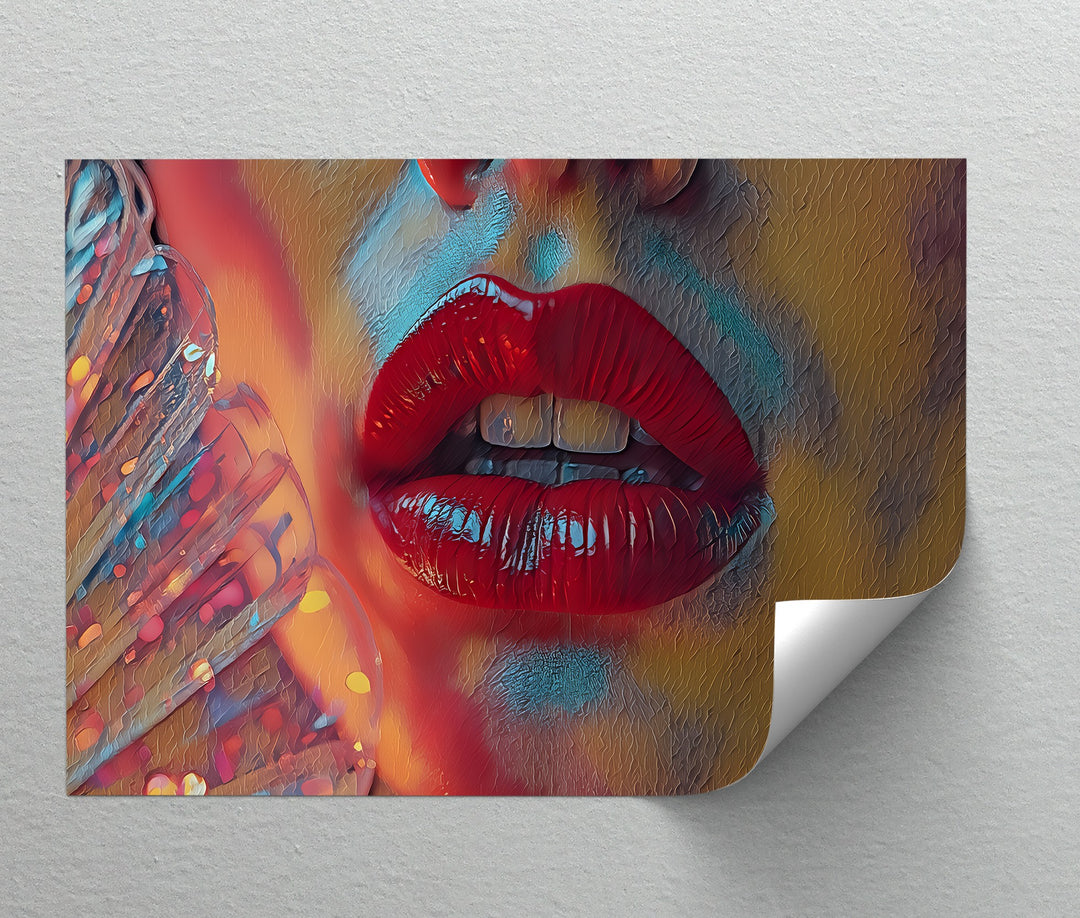 Crimson Heat – Erotic Red Lips Canvas Wall Art | Large Wall Art