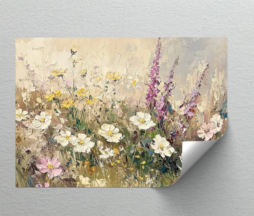 Soft Petals Symphony – Textured Wildflower Field Canvas Print - MyPhotoStation