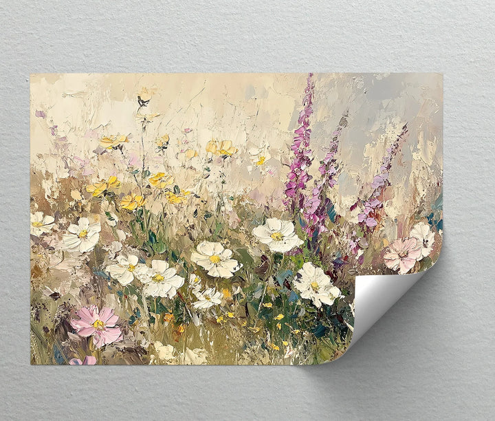 Soft Petals Symphony – Textured Wildflower Field Canvas Print - MyPhotoStation