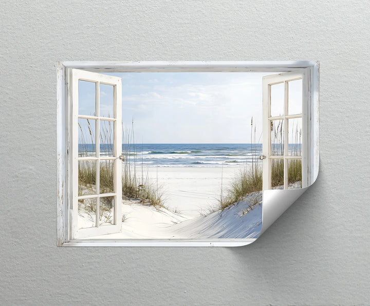 Ocean Breeze Escape – Open Window Beach Kitchen Canvas Print - MyPhotoStation
