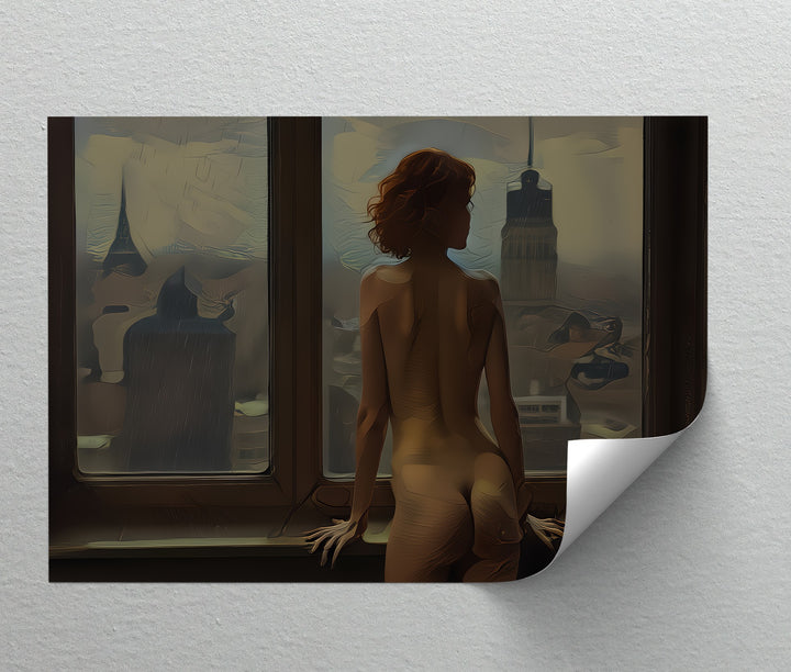 City of Silence – Nude Window Scene Canvas Print | Sexy Art