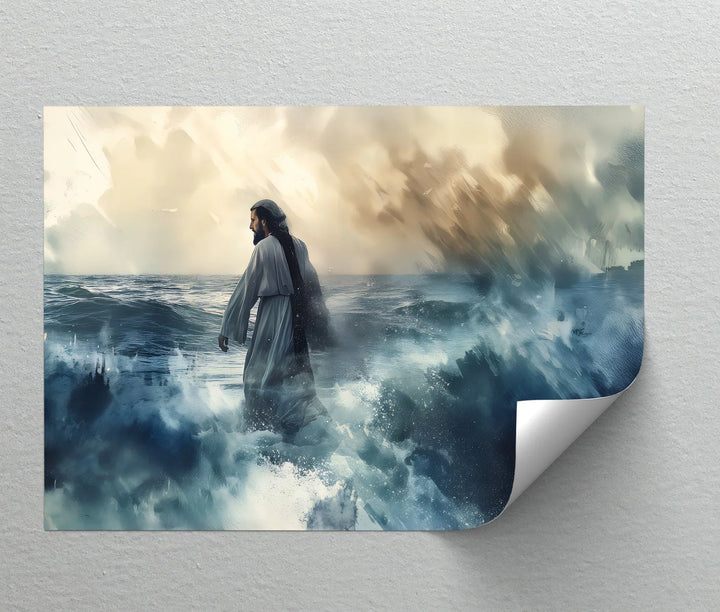 Walking on Water – Jesus on the Sea Canvas Print