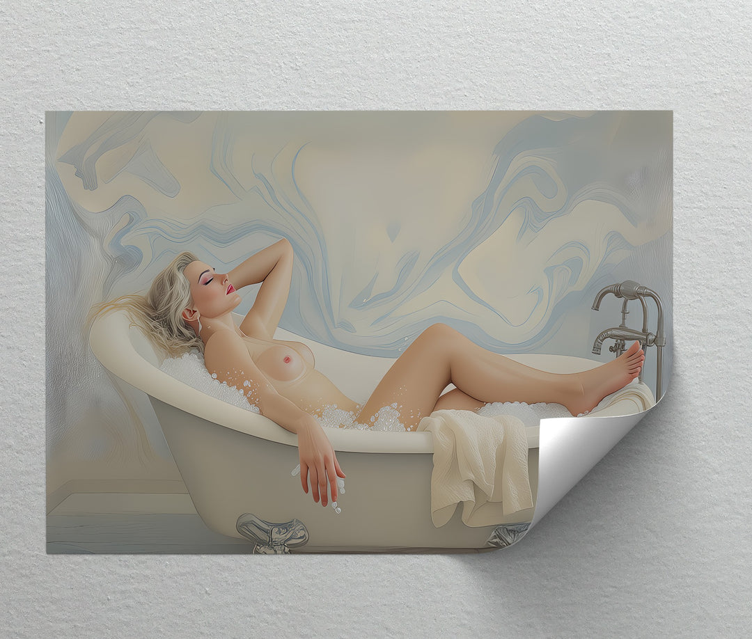 Nude Woman in Bathtub – Sexy Canvas Wall Art | Erotic Art