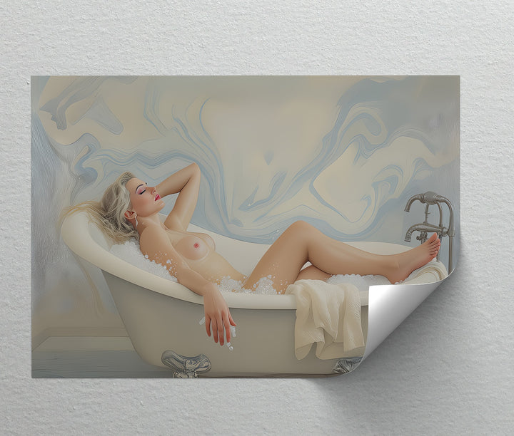 Nude Woman in Bathtub – Sexy Canvas Wall Art | Erotic Art