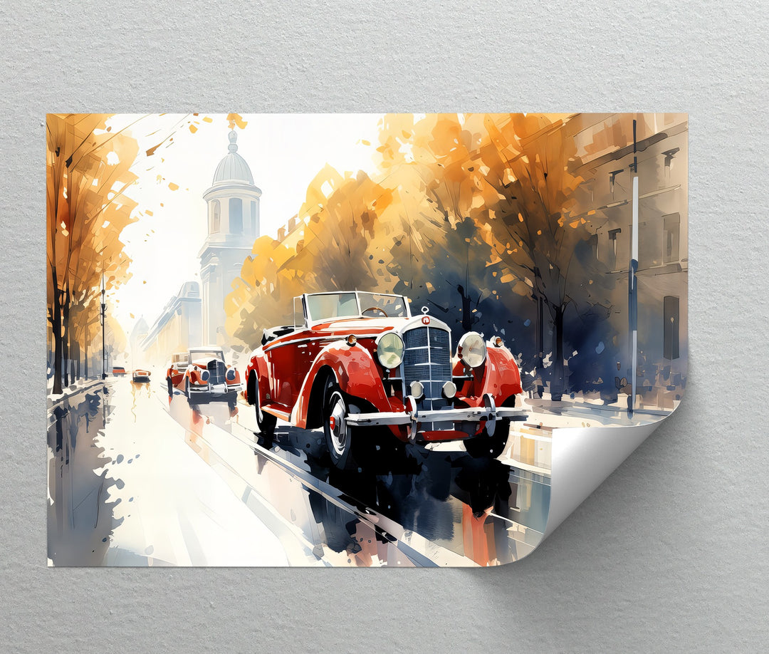 Autumn Drive Through Time – Car Canvas Print