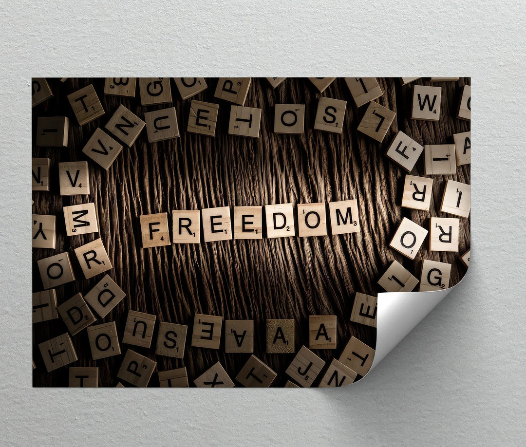 Freedom in Letters – Scrabble-Inspired Motivational Canvas Print