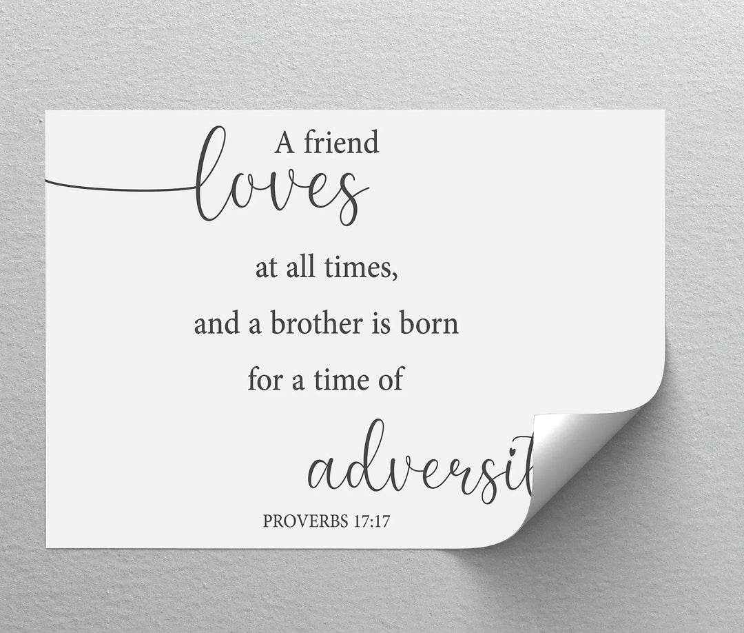 A Friend Loves at All Times – Proverbs 17:17 Scripture Canvas Print - MyPhotoStation