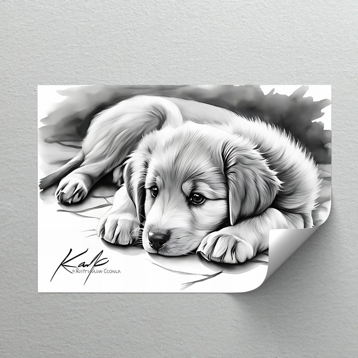 Gentle Gaze – Sad-Eyed Puppy in Black & White Canvas Print - MyPhotoStation