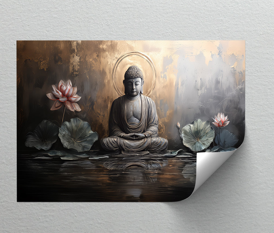 Lotus Tranquility – Seated Buddha Reflection Canvas Print