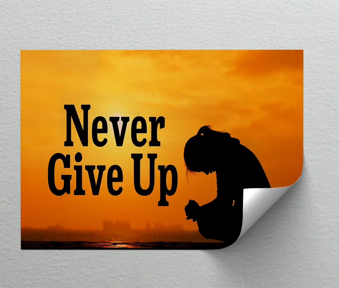 Never Give Up – Inspirational Silhouette Canvas Print