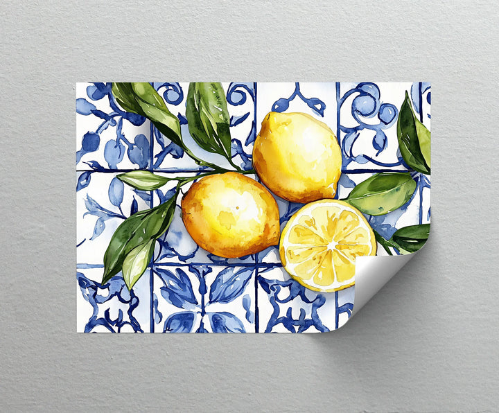 Mediterranean Lemons & Blue Tile Art – Kitchen Canvas Print - MyPhotoStation