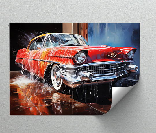 Softly rendered light creates captivating reflections on the classic Cadillac in this dynamic car canvas print, highlighting its iconic design as a big canvas prints statement.