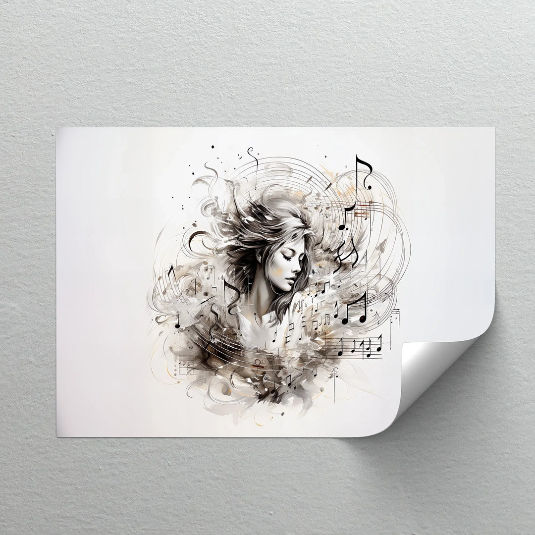 Abstract Woman with Musical Notes - Music Canvas Prints - MyPhotoStation
