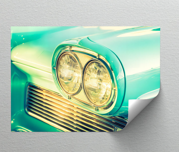 Golden Glow – Close-Up of Classic Car Headlights Canvas Print