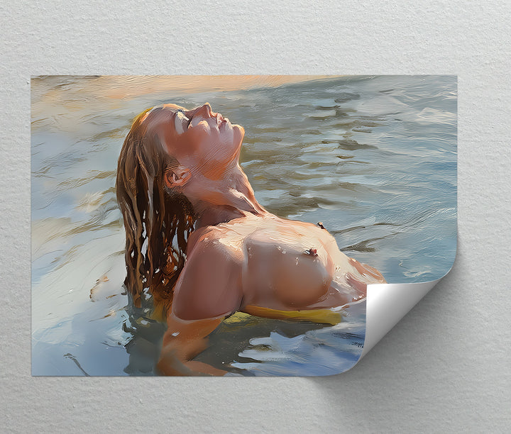 Liquid Reverie – Nude Woman in Water Erotic Canvas Wall Art | Sexy Art