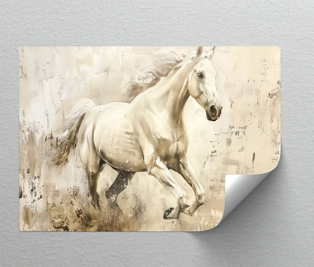 Golden Dune Spirit – Cream Stallion Abstract Canvas Print