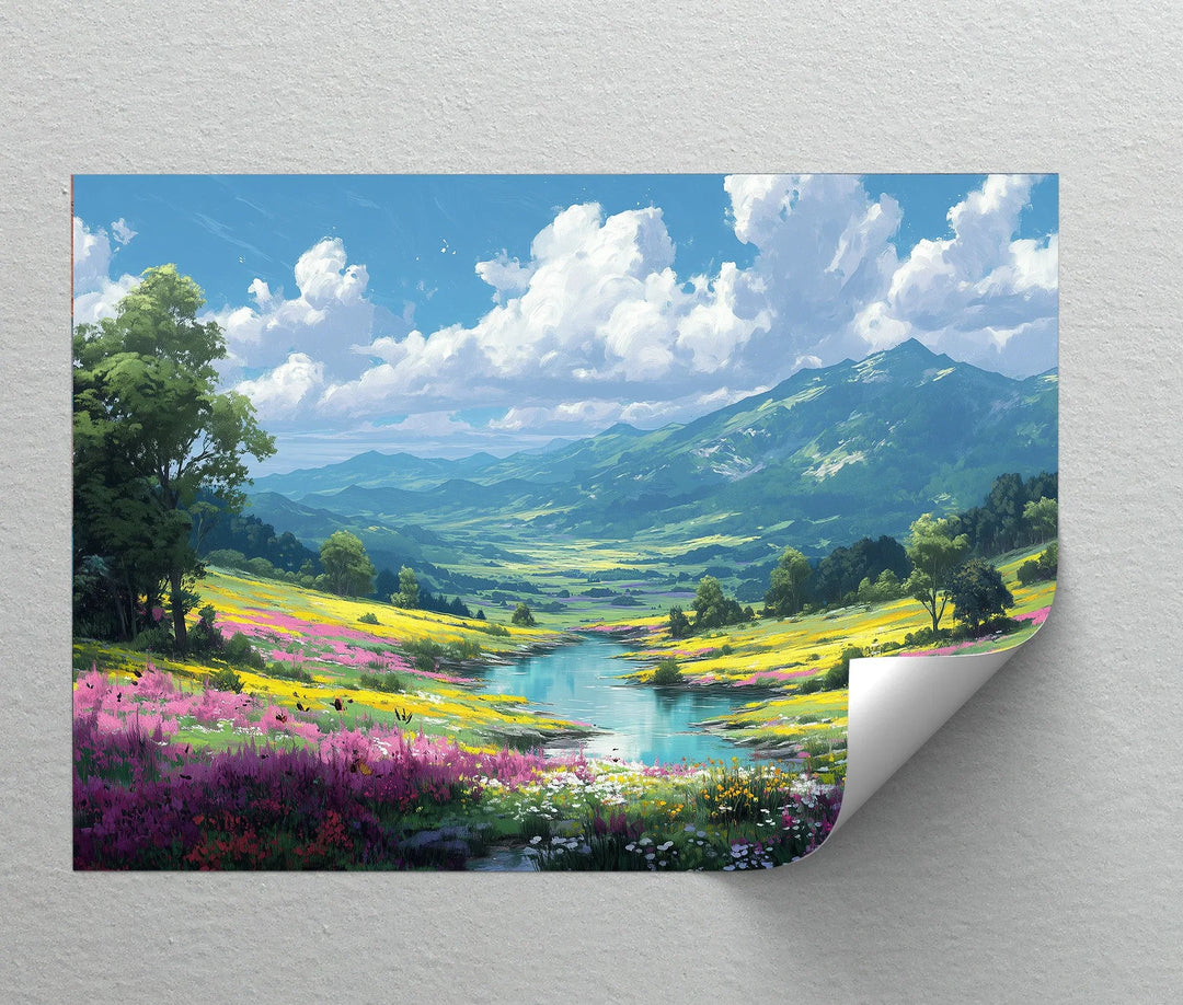 Blossoming Valley – Serene Wildflower Landscape Canvas Print - MyPhotoStation