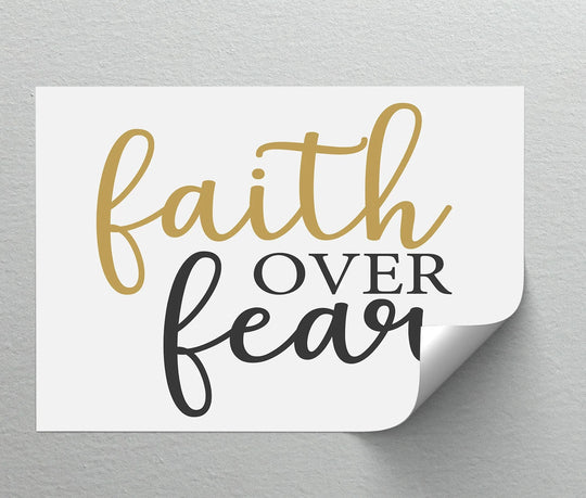 Highlighting depth and layers, the faith over fear inspirational quote canvas art print features bold typography creating dimension and inspiring inspiration.