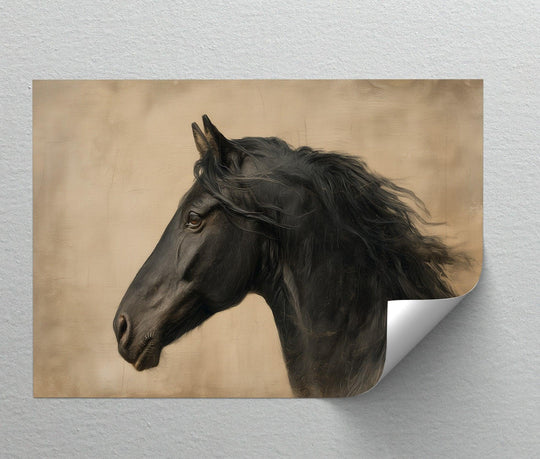 Elegant stallion head profile artwork on canvas for wall decor

