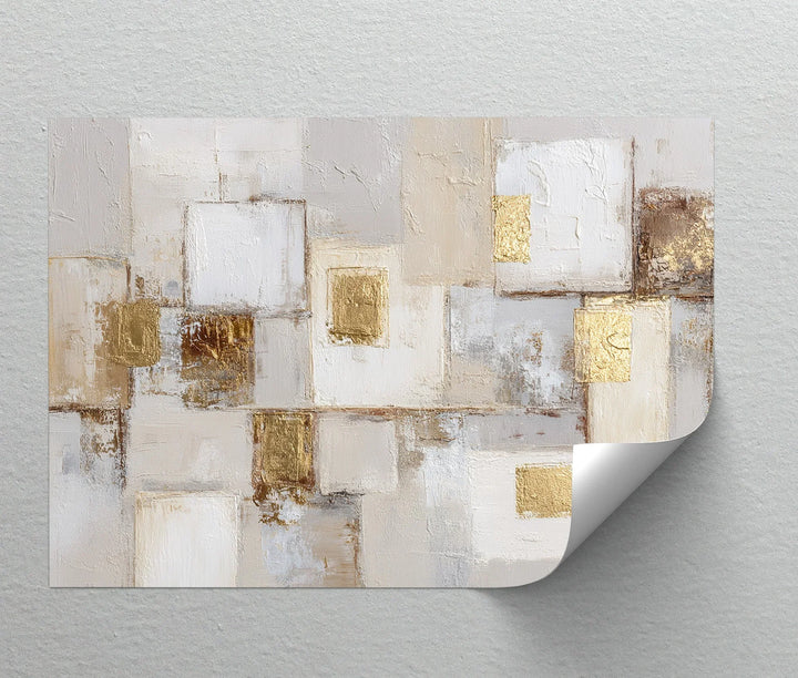 Textured square composition with luxurious golden highlights – canvas print


