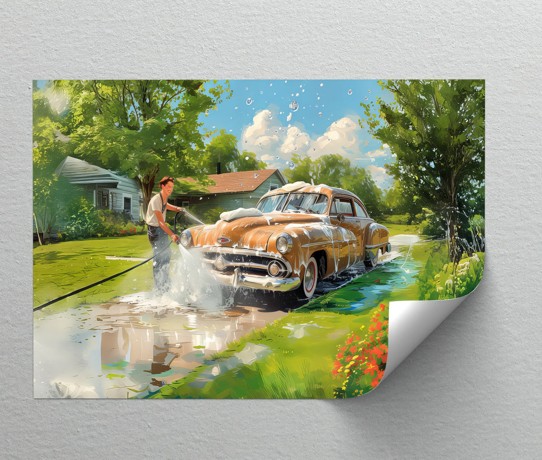 Classic Car Wash Nostalgia – Car Canvas Print