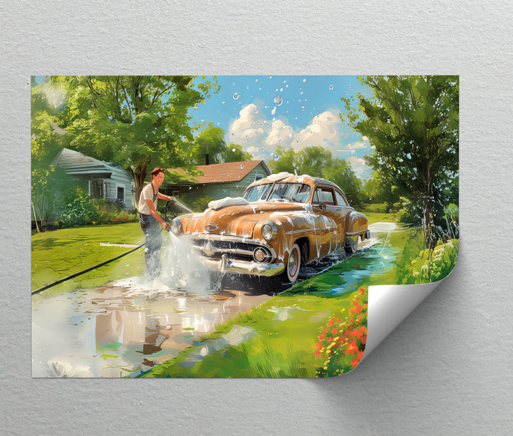 Classic Car Wash Nostalgia – Car Canvas Print